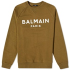 Balmain Men's Classic Paris Crew Sweat in Khaki/Off-White