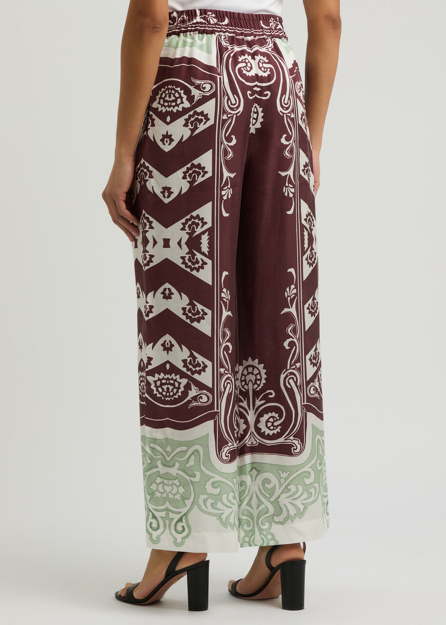 Lug Von Siga Madison Printed Wide-leg Satin Trousers Red