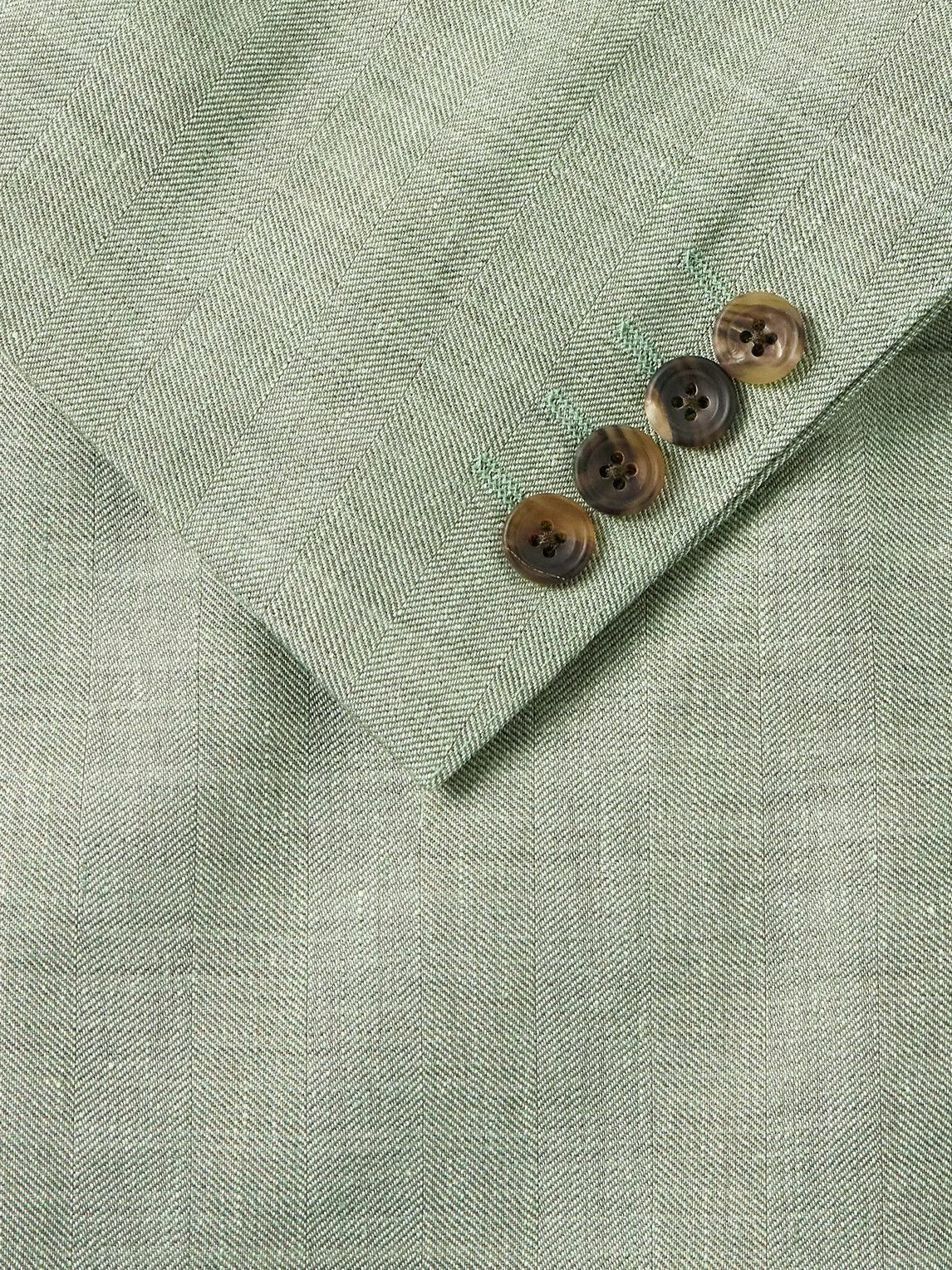 Richard James - Hepworth Double-Breasted Herringbone Linen and Wool-Blend Suit Jacket - Green