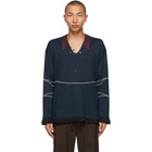 Kiko Kostadinov Navy Norman Armour Long Sleeve Polo