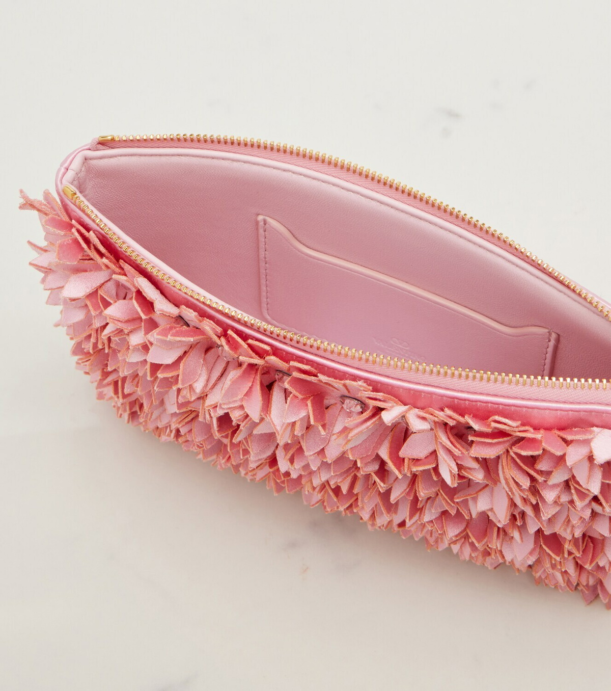 Valentino Garavani Floral-appliqué satin pouch
