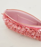 Valentino Garavani Floral-appliqué satin pouch