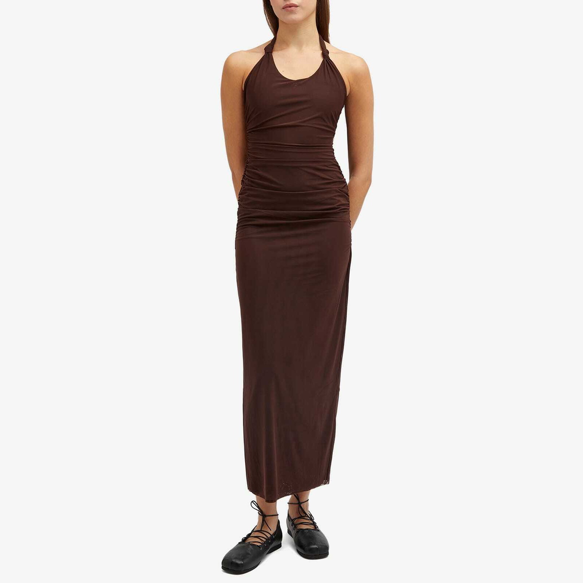 SIR. Women's Jacquues Knot Midi Dress in Chocolate SIR.
