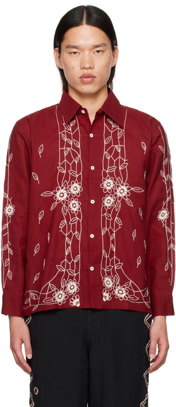 Photo: HARAGO Burgundy Embroidered Shirt