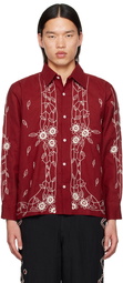 HARAGO Burgundy Embroidered Shirt