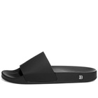 Balmain Embossed Leather Monogram Flat Calypso Sandal