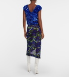 Dries Van Noten - Floral ruffle-trimmed satin midi skirt