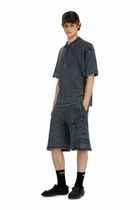 Diesel Mesh-jacquard polo shirt with Phoenix print - Polos Mens in Grey