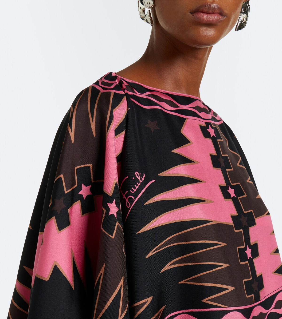 Pucci Iride caped silk twill gown