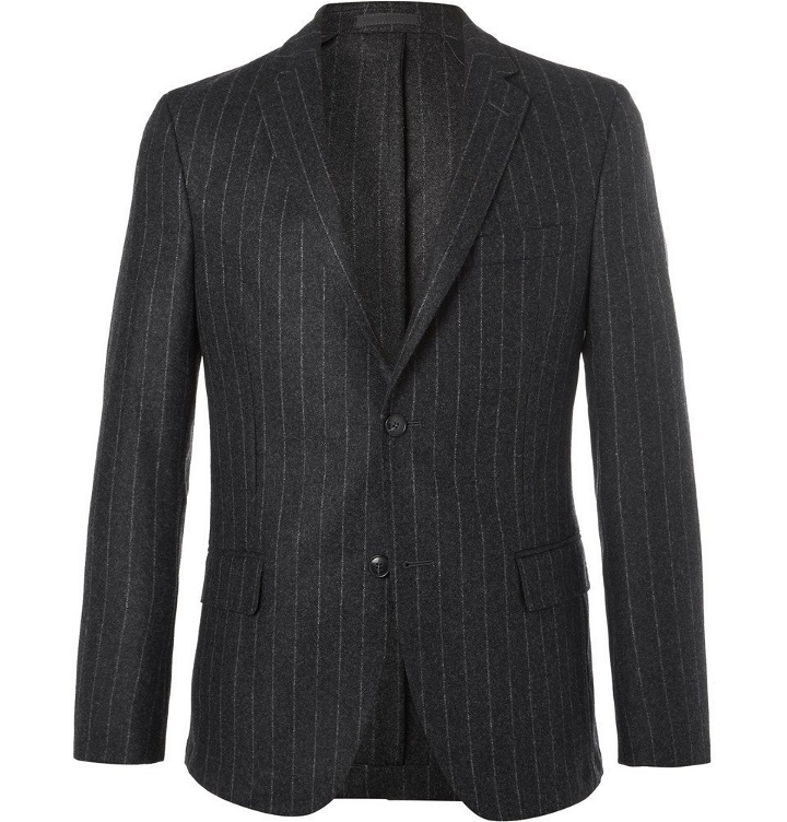 Photo: Officine Generale - Grey Slim-Fit Pinstriped Wool-Flannel Blazer - Men - Charcoal