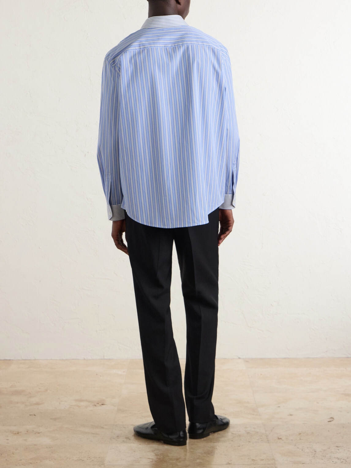 SAINT LAURENT - Striped Cotton-Poplin Shirt - Blue