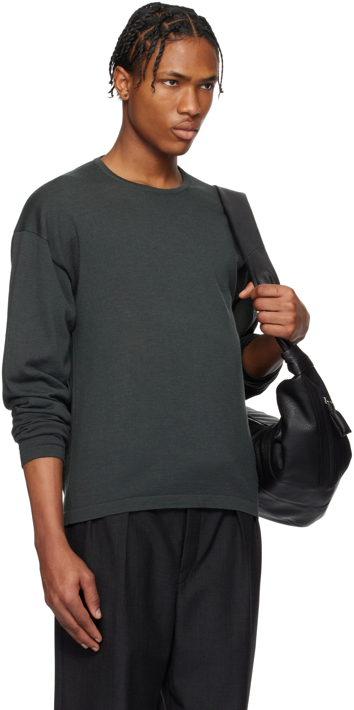 LEMAIRE Gray Crew Neck Sweater Lemaire