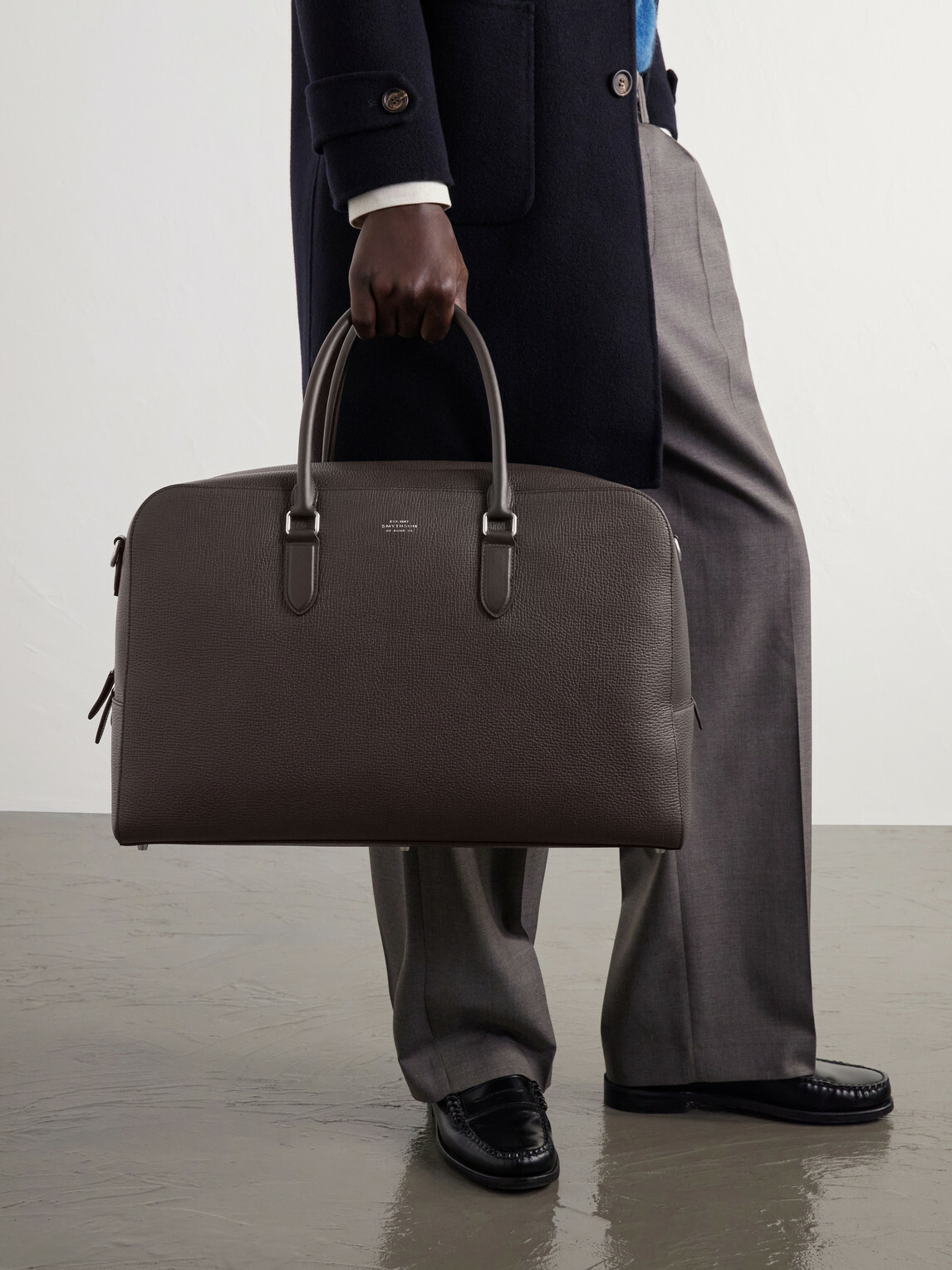 Smythson - Full-Grain Leather Weekend Bag