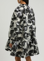 Stine Goya Floral-jacquard Organza Mini Dress Black And White