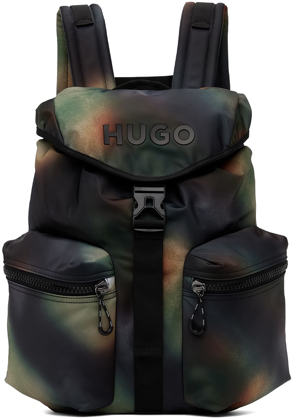 Photo: Hugo Black & Multicolor Camouflage Backpack