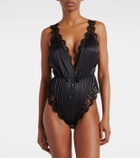 Dolce&Gabbana Lace-trimmed silk-blend satin bodysuit