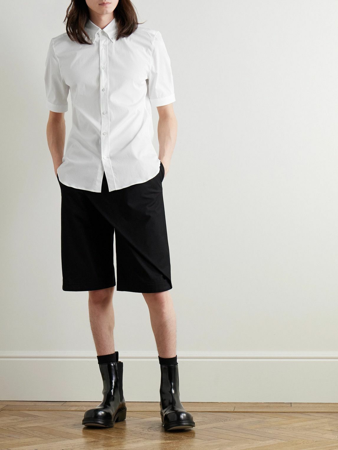 Alexander McQueen - Brad Pitt Button-Down Collar Cotton-Blend Poplin Shirt - White