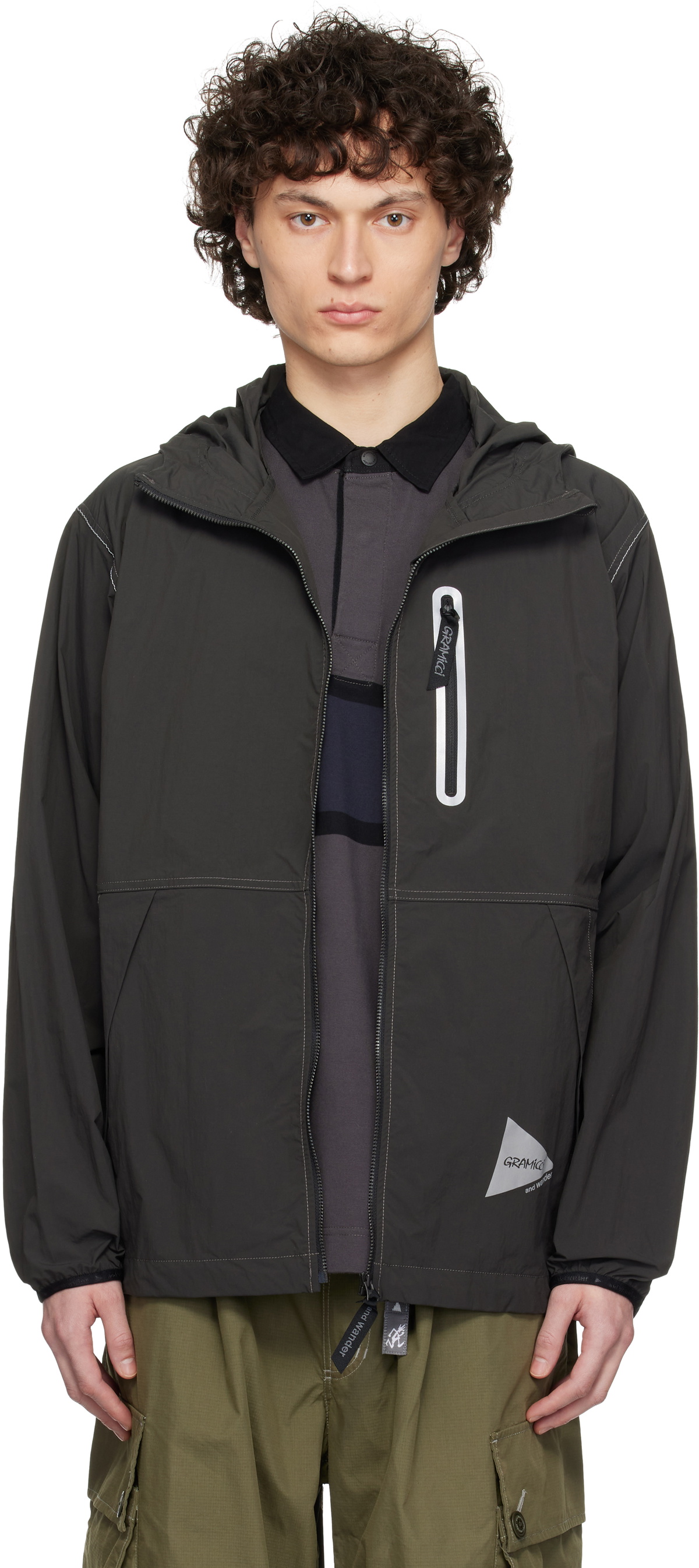 and wander Gray Gramicci Edition Brushed Nylon Jacket
