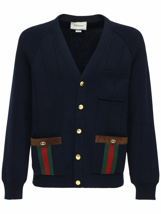 Photo: GUCCI - Gg & Web Wool Blend Knit Cardigan