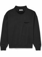 FEAR OF GOD ESSENTIALS - Logo-Flocked Cotton-Blend Jersey Mock-Neck Sweatshirt - Black