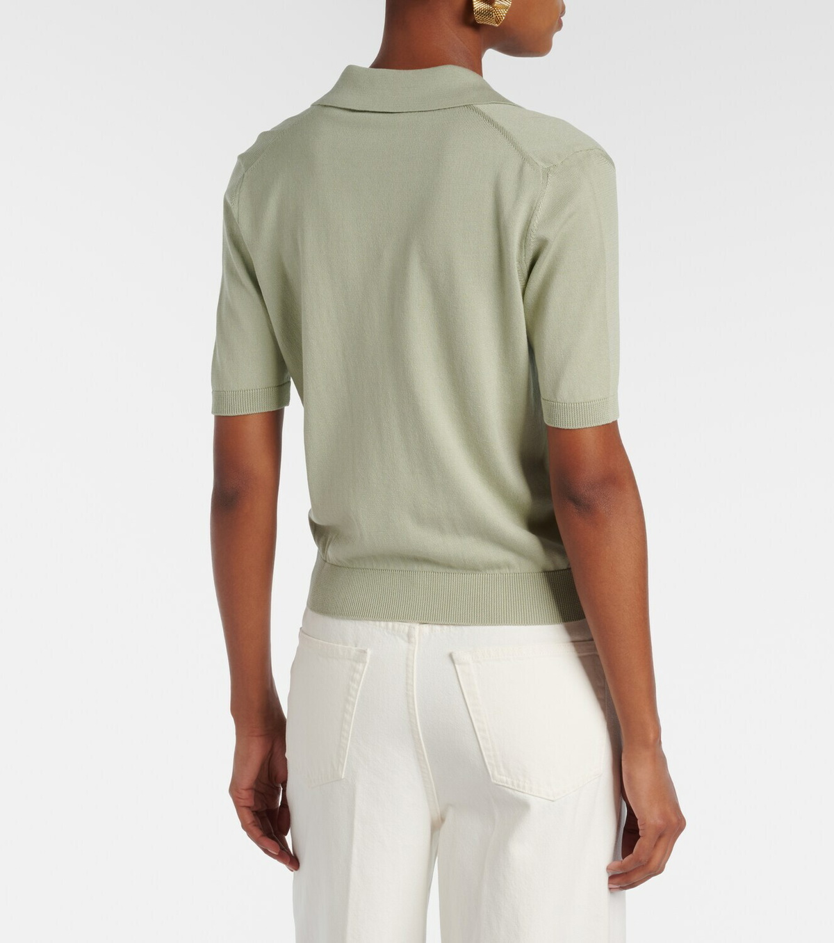Altuzarra Clay cropped cotton and silk polo shirt