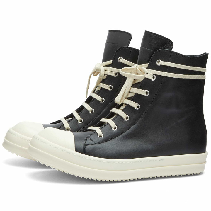 Photo: Rick Owens Men's High Sneakers in Black/Milk