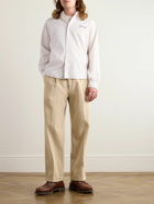 thisisneverthat - DSN Button-Down Collar Logo-Embroidered Striped Cotton Oxford Shirt - Neutrals