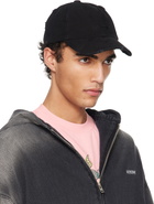 We11done Black Distressed Logo Embroidered Cap