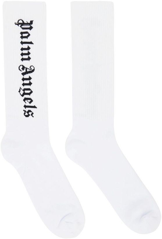 Photo: Palm Angels White Logo Socks