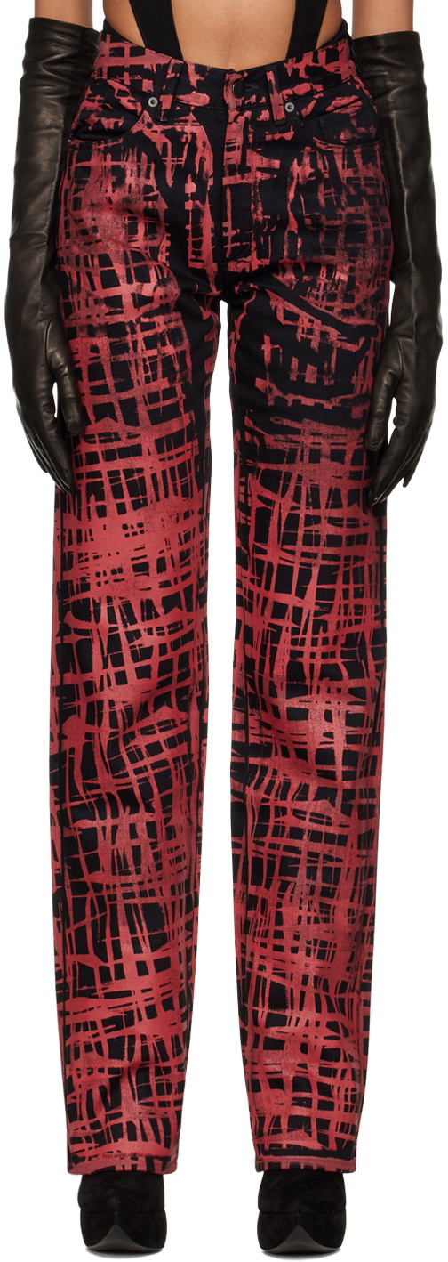 Maximilian Davis Black Scratch Check Jeans