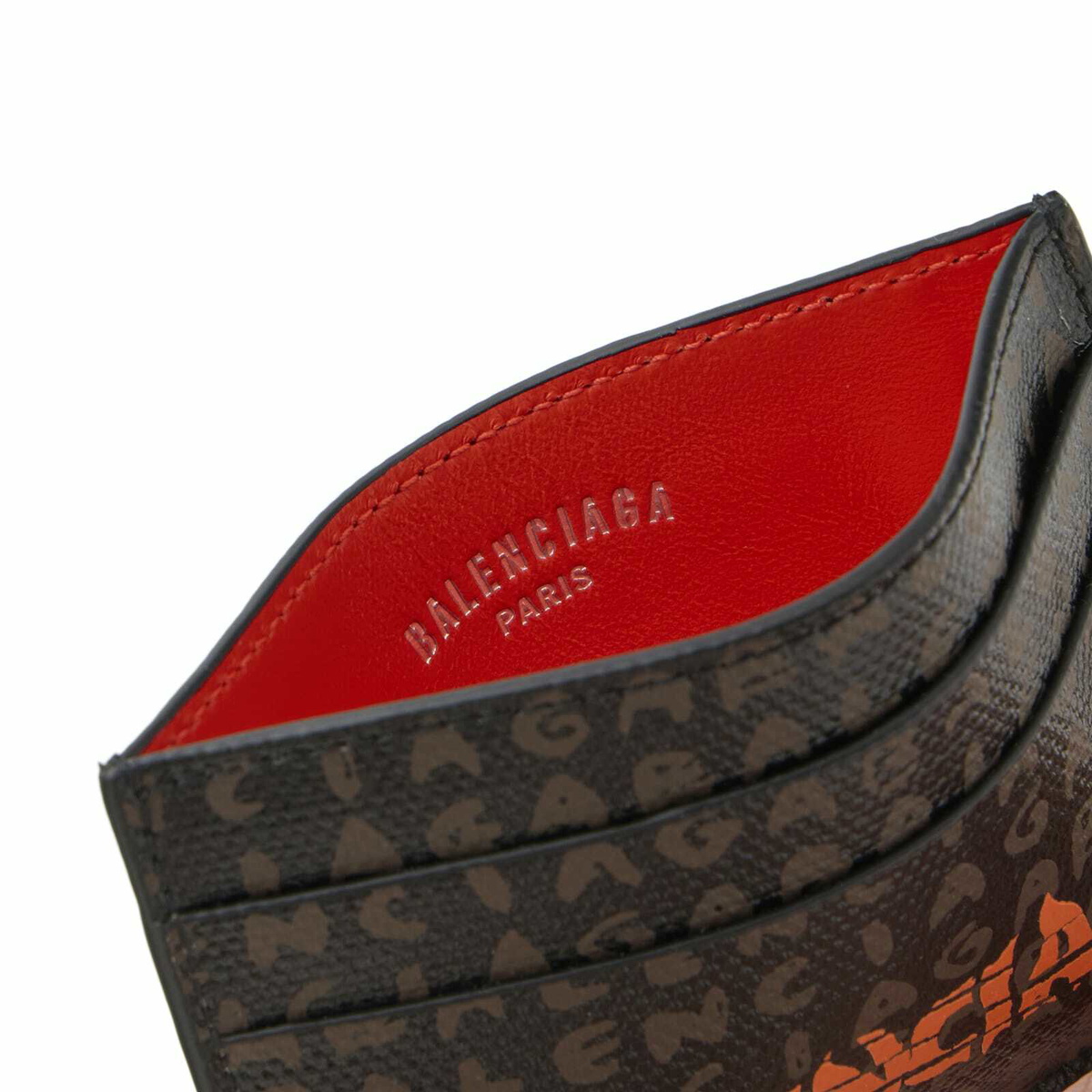 Balenciaga Men's Canvas Logo Card Holder in Black/L Door Orange 