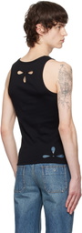 Coperni Black Petal Embroidered Tank Top