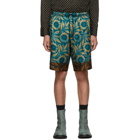Dries Van Noten Blue and Brown Piper Shorts