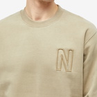 Norse Projects Men's Arne Relaxed N Logo Crew Sweat in Sand