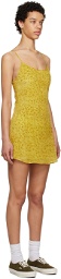ERL Yellow Flocked Mini Dress