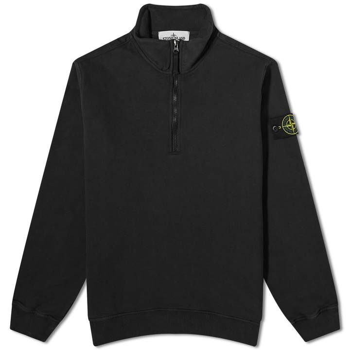 Photo: Stone Island Men's Garment Dyed Half Zip Sweat in Black