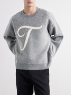 TOTEME - Logo-Embroidered Wool-Blend Sweater - Gray