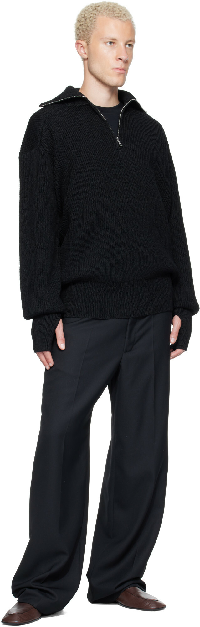 Rier Black Halfzip Utility Sweater