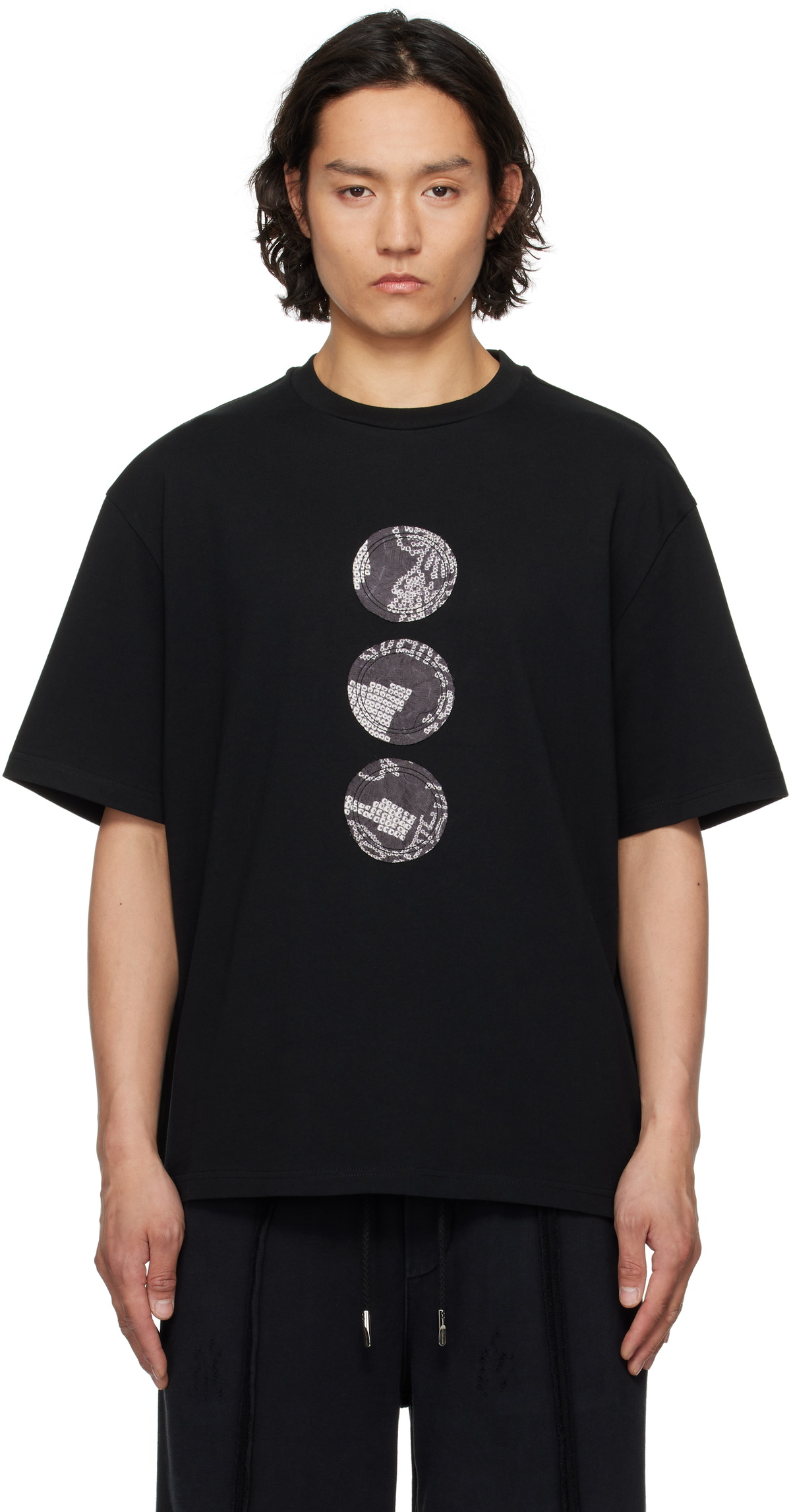 Feng Chen Wang Black Double Neck T-Shirt Feng Chen Wang