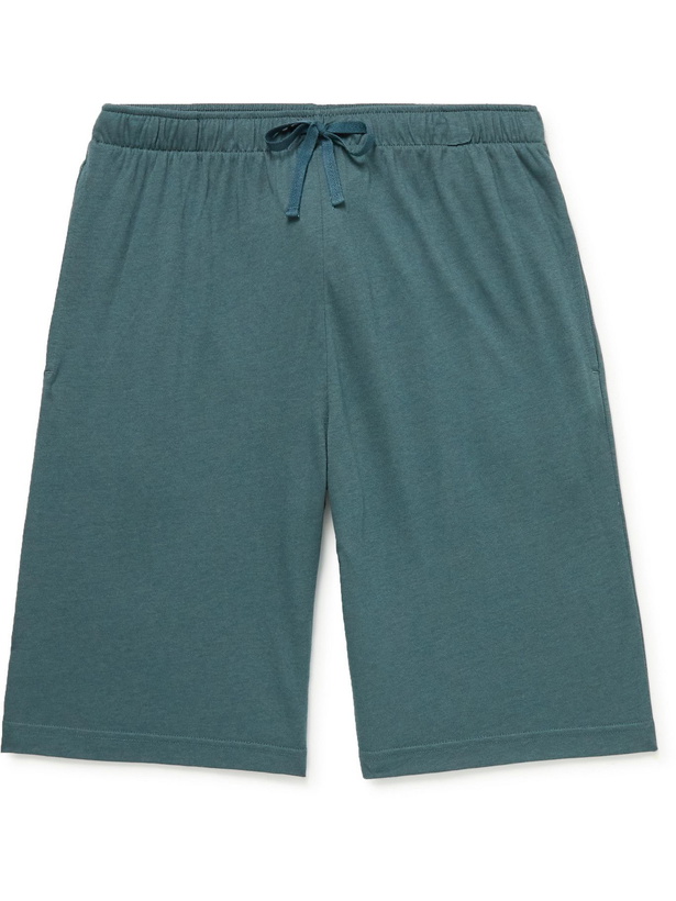 Photo: Sunspel - Lounge Cotton and Modal-Blend Jersey Drawstring Shorts - Blue