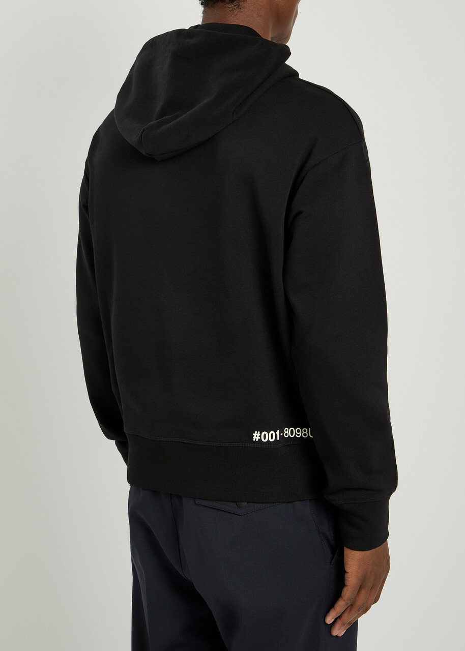 Moncler Grenoble Rubberised Logo-print Hooded Cotton Sweatshirt Black