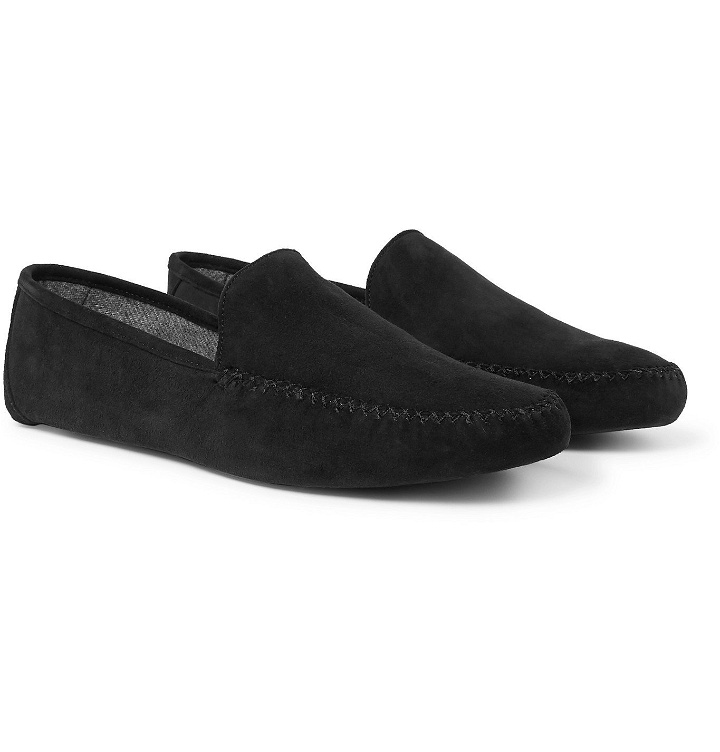 Photo: Loro Piana - Maurice Cashmere-Lined Suede Slippers - Gray