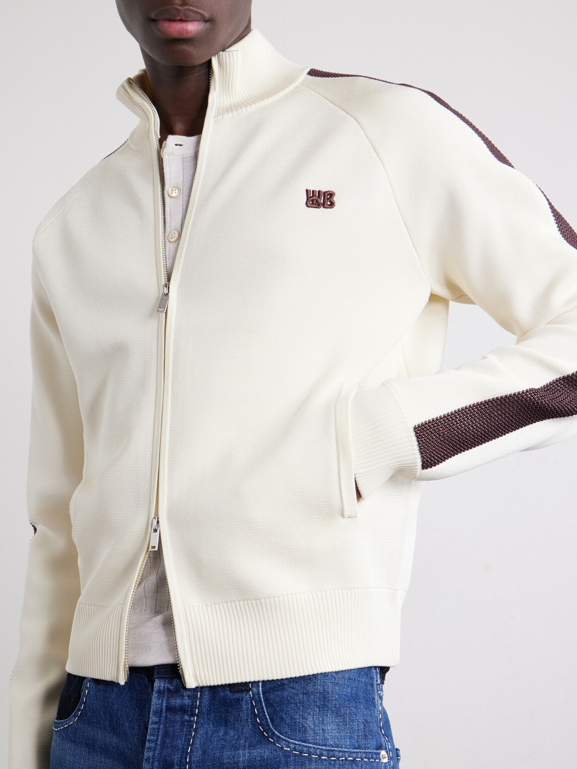Wales Bonner - Tide Logo-Embroidered Knitted Jacket - White