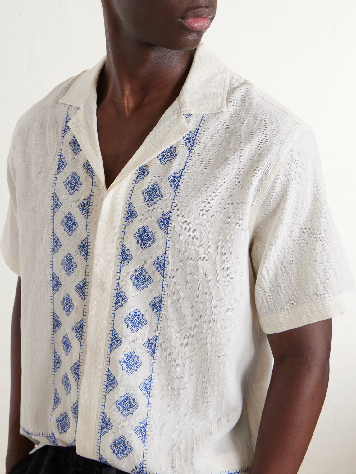 Orlebar Brown - Maitan Camp-Collar Embroidered Cotton Shirt - Neutrals