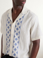 Orlebar Brown - Maitan Camp-Collar Embroidered Cotton Shirt - Neutrals