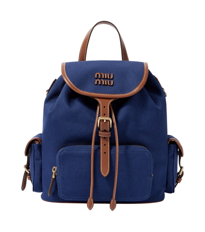 Photo: Miu Miu Leather-trimmed canvas backpack