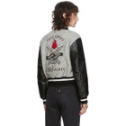 Opening Ceremony Grey Cropped Varsity Bomber Jacket