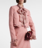 Dolce&Gabbana Floral cropped cotton-blend tweed jacket