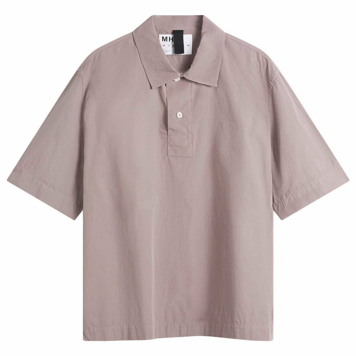 MHL by Margaret Howell Men's Offset Placket Polo in Mineral Pink