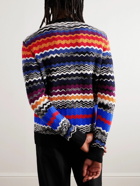 Missoni - Slim-Fit Striped Crochet-Knit Wool-Blend Sweater - Black